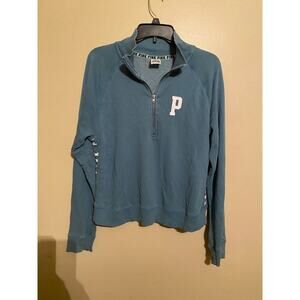 victoria's secret pink sweater pullover womens medium collared shirt zip up